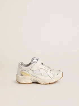 Junior Lightstar i vitt läder och mesh med vit läderstjärna