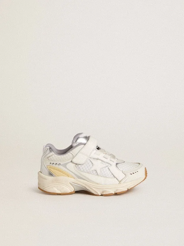 Junior Lightstar i vitt läder och mesh med vit läderstjärna