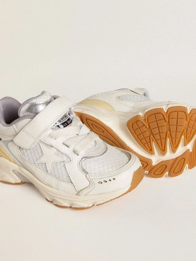 Junior Lightstar i vitt läder och mesh med vit läderstjärna