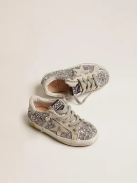 Junior Super-Star med silverglitter och detaljer i mocka