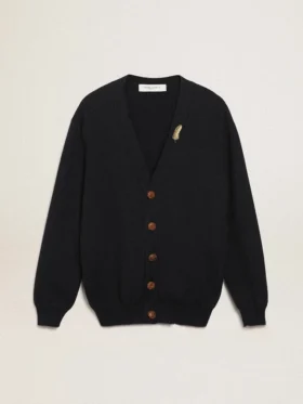 Kofta från Golden Collection i mörkblå bomull med slitna detaljer