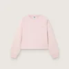 Kort sweatshirt för flickor i rosa bomull med patch och logotyp