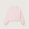 Kort sweatshirt för flickor i rosa bomull med patch och logotyp