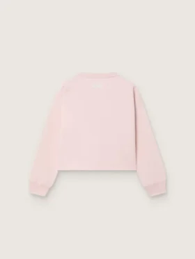 Kort sweatshirt för flickor i rosa bomull med patch och logotyp