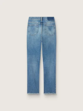 Korta, utsvängda damjeans med medium tvätt