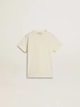 Krämfärgad T-shirt för pojkar med upphöjt logo