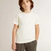 Krämfärgad T-shirt för pojkar med upphöjt logo