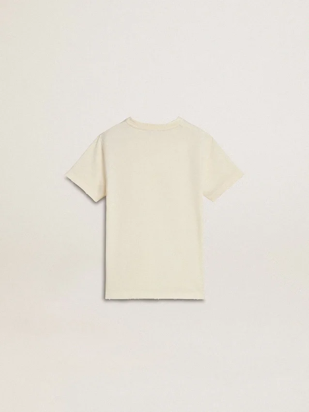 Krämfärgad T-shirt för pojkar med upphöjt logo