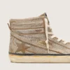 LAB-sneakers för män i tobaksfärgat mocka med kristaller och en stjärna i tobaksfärgat mocka