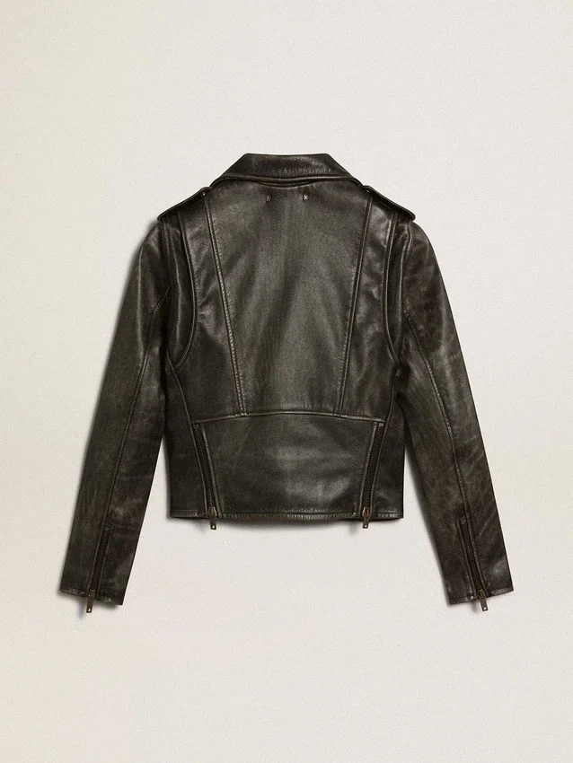 Läderjacka i bikerstil för damer