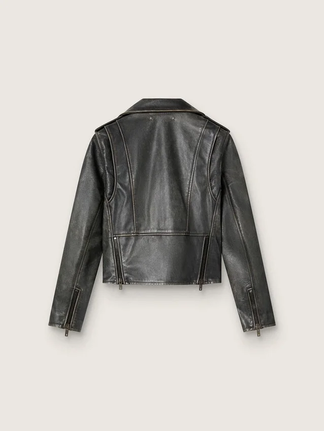 Läderjacka i bikerstil för damer