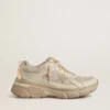 Lightstar för herr i duvgrått läder och mesh med beige TPU-stjärna