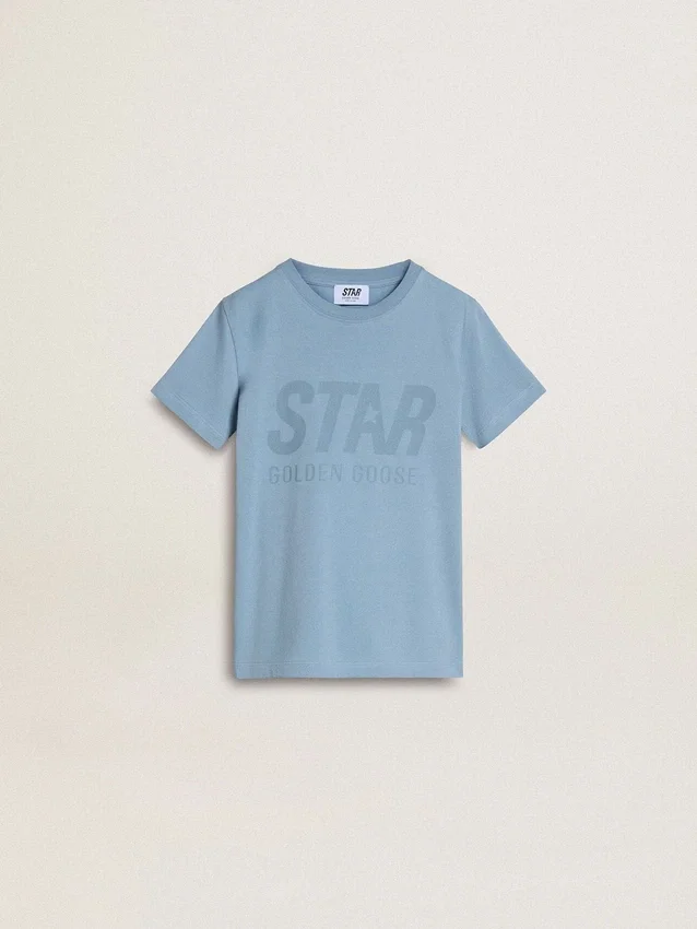 Ljusblå T-shirt för pojkar med tryck