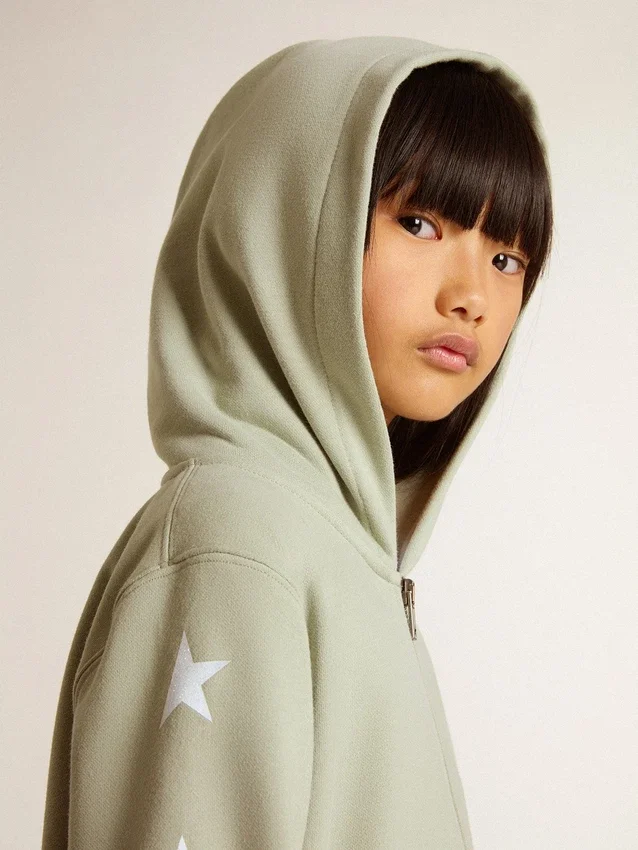 Ljusgrön sweatshirt med dragkedja