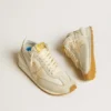 Marathon för damer i beige nylon och grått läder med beige tryckt stjärna