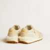 Marathon för damer i beige nylon och grått läder med beige tryckt stjärna