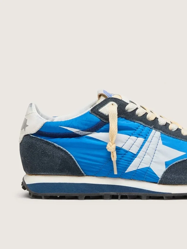 Marathon för herr med blå ovandel i nylon och vit stjärna
