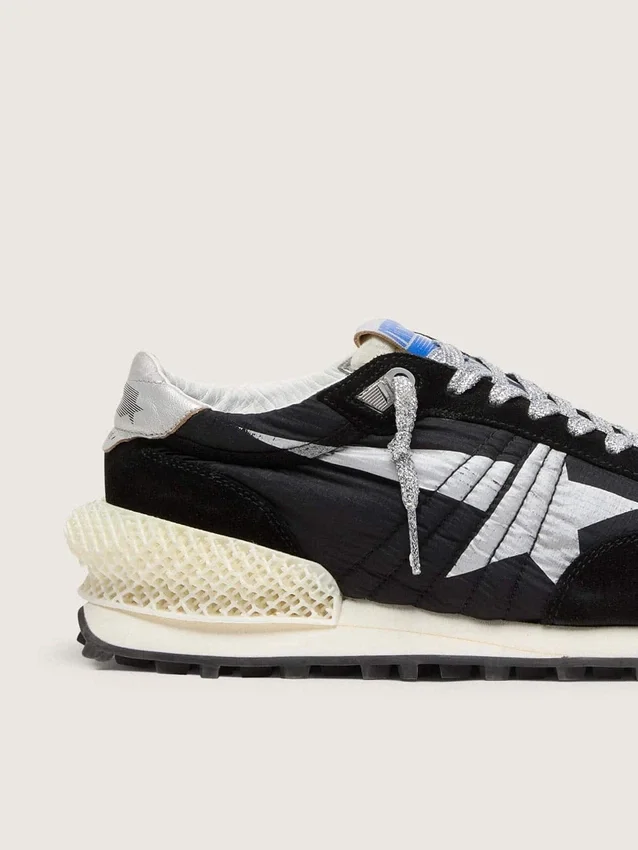 Marathon för herr med ovandel i svart ripstop-nylon och silverfärgad stjärna