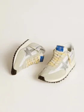 Marathon för herr med vit ovandel i nylon och silverfärgad stjärna