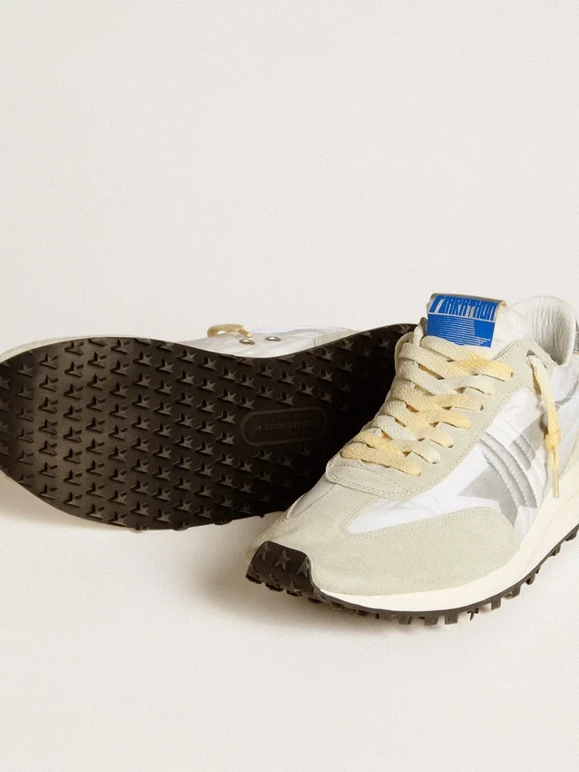 Marathon för herr med vit ovandel i nylon och silverfärgad stjärna