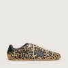 Marathon Speed för damer i beige och svart ponnyskinn med leopardmönster och svart läderstjärna