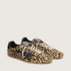 Marathon Speed för damer i beige och svart ponnyskinn med leopardmönster och svart läderstjärna
