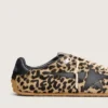 Marathon Speed för damer i beige och svart ponnyskinn med leopardmönster och svart läderstjärna