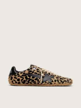 Marathon Speed för herr i beige och svart ponnyskinn med leopardmönster och svart läderstjärna