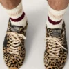 Marathon Speed för herr i beige och svart ponnyskinn med leopardmönster och svart läderstjärna