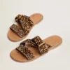 Margaret-sandaler för damer i ponnyskinn med leopardmönster