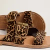 Margaret-sandaler för damer i ponnyskinn med leopardmönster