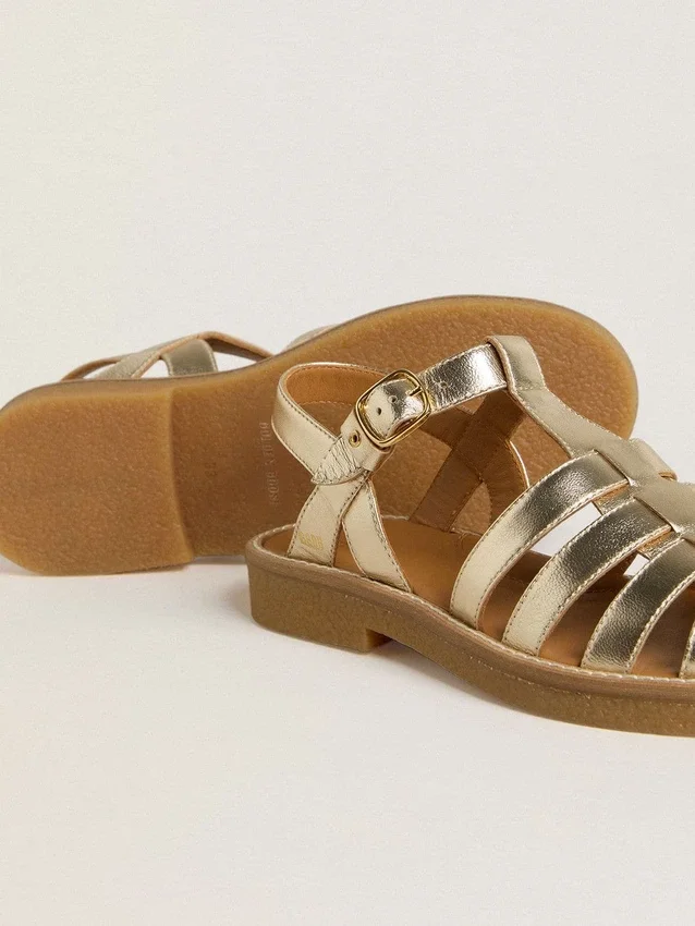 Maxime Junior-sandaler i guldfärgat läder
