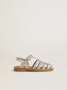 Maxime Junior-sandaler i silver med mikroglimmer