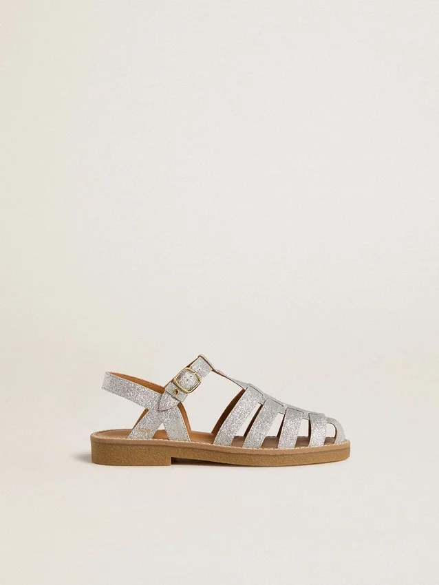 Maxime Junior-sandaler i silver med mikroglimmer