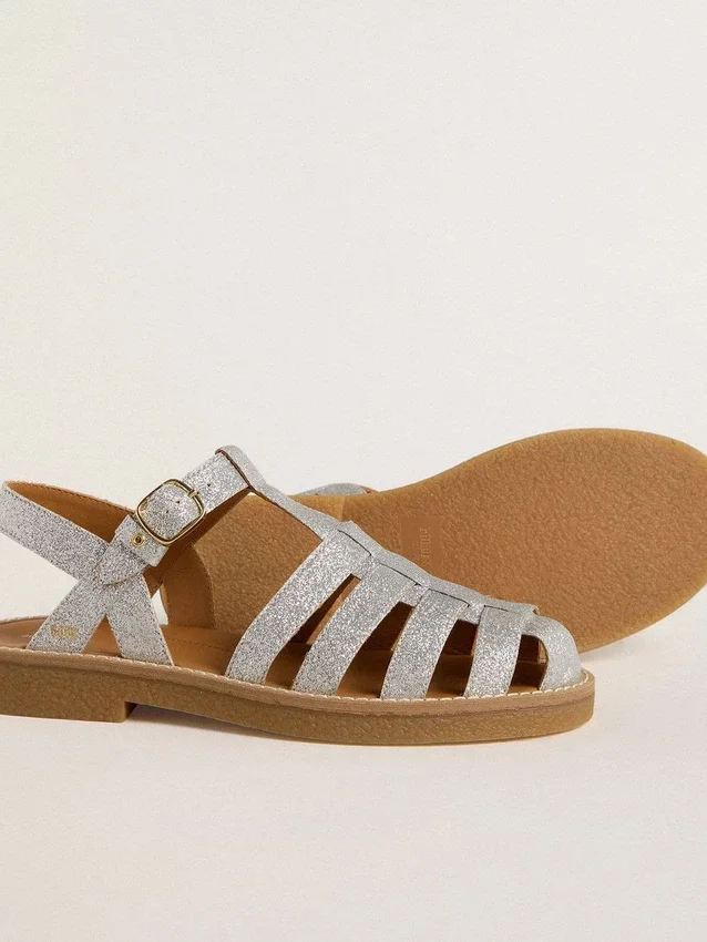 Maxime Junior-sandaler i silver med mikroglimmer
