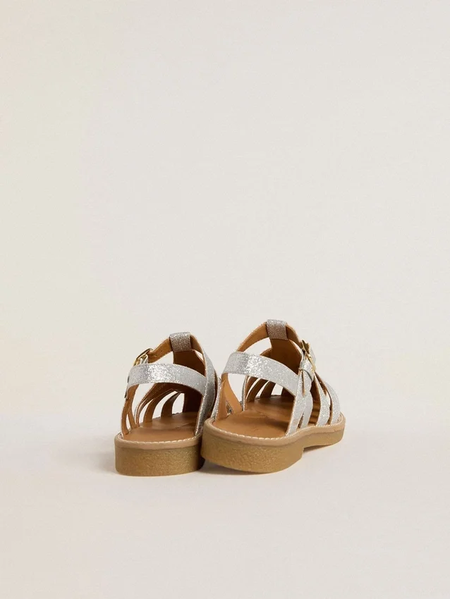 Maxime Junior-sandaler i silver med mikroglimmer