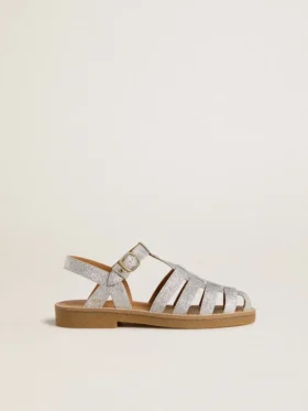Maxime Young-sandaler i silver med mikroglimmer