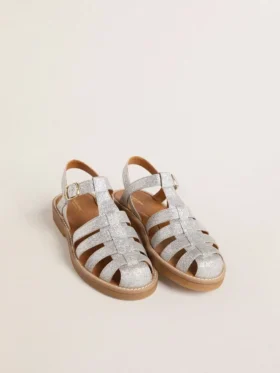 Maxime Young-sandaler i silver med mikroglimmer