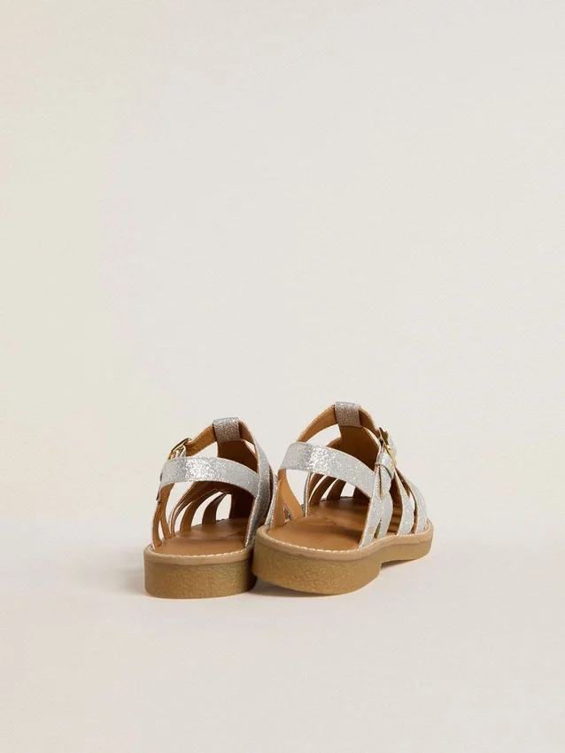 Maxime Young-sandaler i silver med mikroglimmer