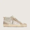 Mid Star för dam i beige mocka med silverfärgad Swarovski och vit läderstjärna