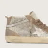 Mid Star för dam i beige mocka med silverfärgad Swarovski och vit läderstjärna