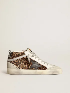 Mid Star för dam i ponnyskinn med leopardmönster och svart stjärna