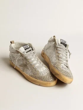 Mid Star för dam i vitt och duvgrått mocka med Swarovski-kristaller