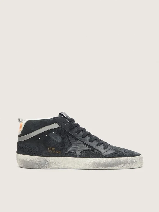Mid Star för herr i nubuck med svart läderstjärna och silverdetalj