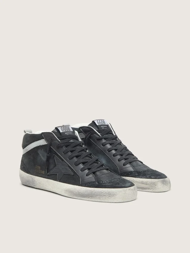 Mid Star för herr i nubuck med svart läderstjärna och silverdetalj