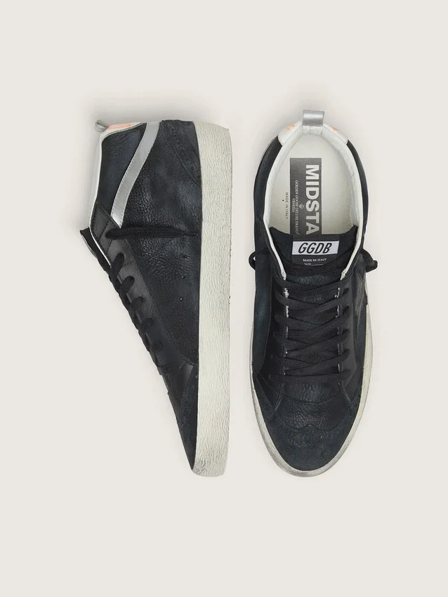 Mid Star för herr i nubuck med svart läderstjärna och silverdetalj