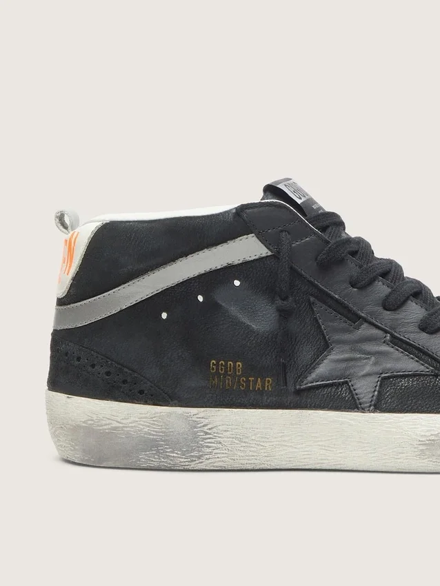 Mid Star för herr i nubuck med svart läderstjärna och silverdetalj