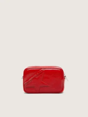 Mini Star Bag för damer i rött målat läder med ton-i-ton-stjärna