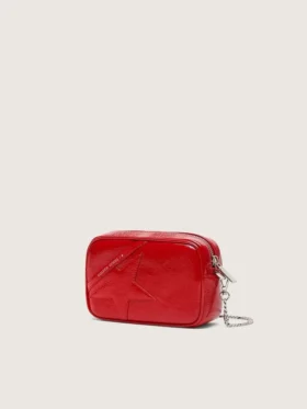 Mini Star Bag för damer i rött målat läder med ton-i-ton-stjärna