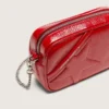 Mini Star Bag för damer i rött målat läder med ton-i-ton-stjärna